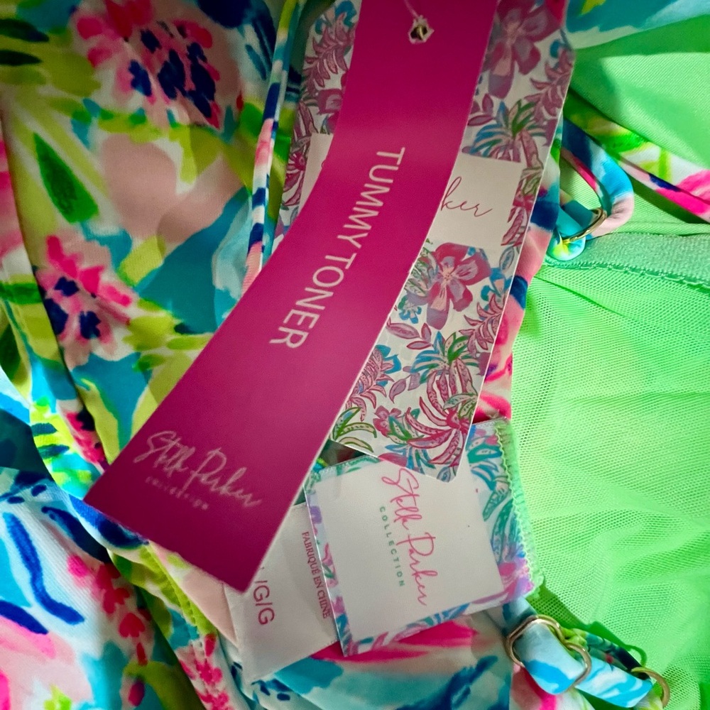 💗🏝️🆕 NWT Stella Parker Multi Waterlily Swim Dress Large - Picture 6 of 12
